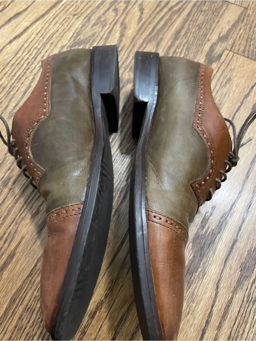 Thom Browne Brown and Olive Two-Tone Leather Oxfords